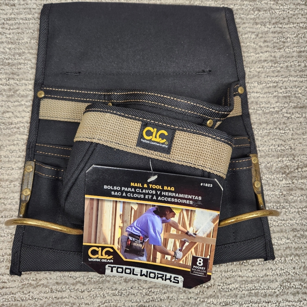 CLC Custom Leathercraft 1823 Nail & Tool Belt Bag 8 Pocket Rugged Construction